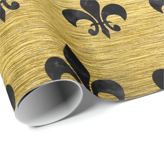 ROYAL1黒い大理石及び金ゴールドによってブラシをかけられる金属 ラッピングペーパー (ロールコーナー)