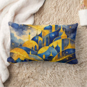 Royal Abstract Fantasy Castle Watercolor Throw Pil ランバークッション (ブランケット)