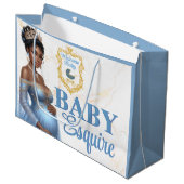 Royal African American Mother to Be Blue & Gold ラージペーパーバッグ (正面アングル)