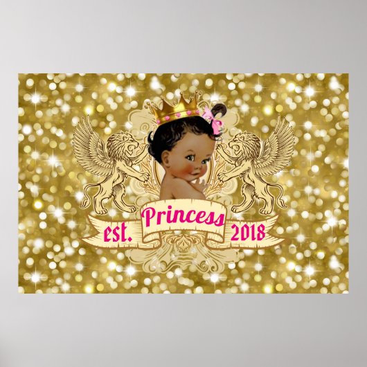 Royal African Princess Pink|Gold Glitter Fancy ポスター (正面)