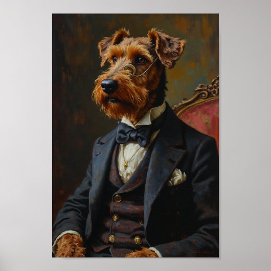 Royal Airedale Terrier Portrait ポスター (正面)
