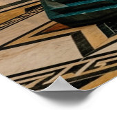 Royal Art Deco Lion Statue Gold Foil ポスター (角)