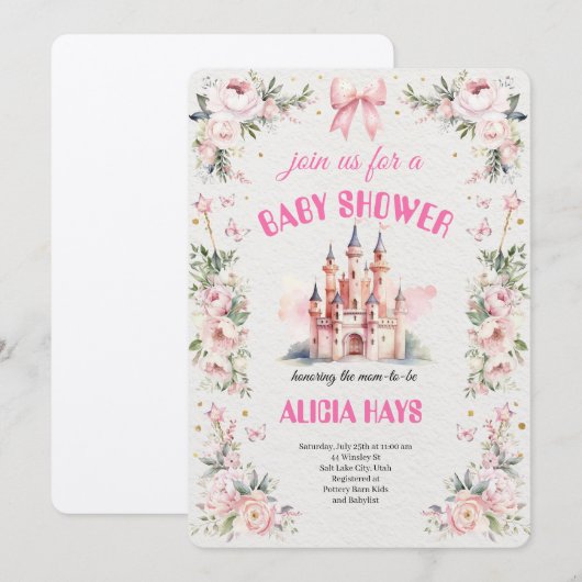 Royal Baby Shower in the Dream Castle 招待状 (正面/裏面)