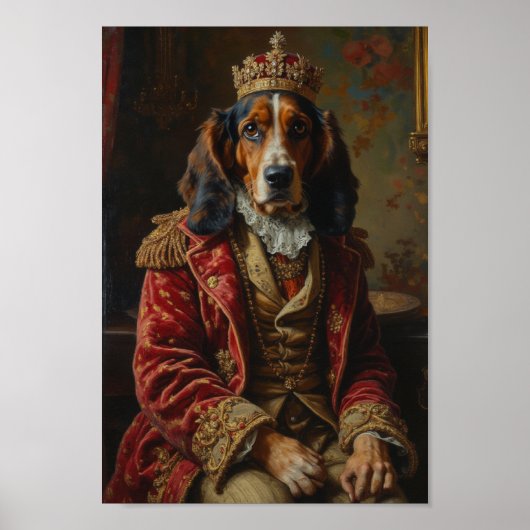 Royal Basset Hound Portrait ポスター (正面)
