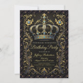 Royal Birthday Party Crown Ornate Invitation 招待状 (正面)