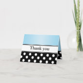 Royal Black Polka Dot Blue Thank You Cards サンキューカード (正面)