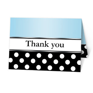 Royal Black Polka Dot Blue Thank You Cards サンキューカード