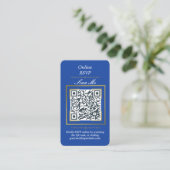 Royal Blue | 写真オンラインRSVP QRコード ウェディング エンクロージャーカード (スタンド正面)