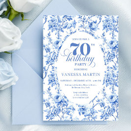 Royal Blue 70th Birthday Elegant Party Invitation 招待状