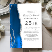 Royal Blue Agate Silver 25th Anniversary 招待状