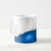Royal Blue Agate Silver Glitter White Marble  コーヒーマグカップ (正面左)