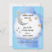 Royal Blue And Gold Abstract Moon Stars 招待状 (正面)