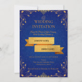 Royal Blue and Gold Corner Wedding Invitation | 招待状 (正面)