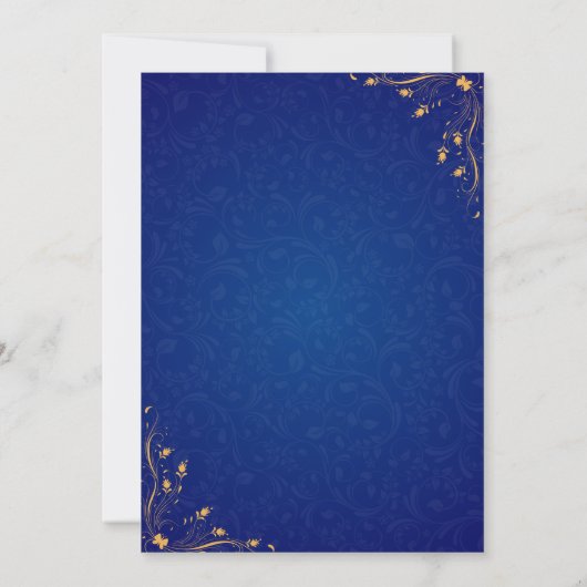 Royal Blue and Gold Corner Wedding Invitation | 招待状 (裏面)