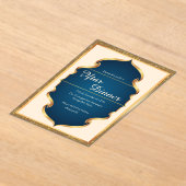 Royal Blue and Gold Iftar Dinner Invitation アクリル招待状 (レイダウン)