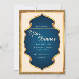 Royal Blue and Gold Iftar Dinner Invitation 招待状