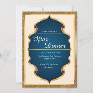 Royal Blue and Gold Iftar Dinner Invitation 招待状