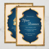 Royal Blue and Gold Iftar Dinner Invitation 招待状 (正面/裏面)