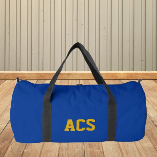 Royal Blue and Gold School Colors with Letters ダッフルバッグ