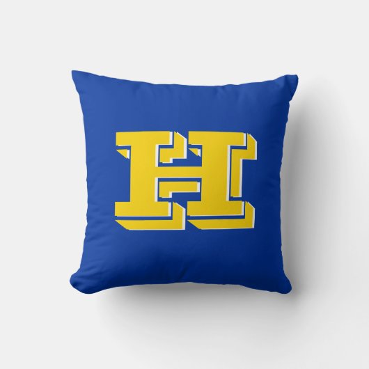 Royal Blue and Gold Team Pride Monogram クッション (正面)