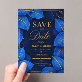 Royal Blue and Gold Tropical Elegant Luxury アクリル招待状 (インサイチュ (ポータブル))