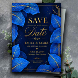Royal Blue and Gold Tropical Elegant Luxury アクリル招待状