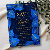 Royal Blue and Gold Tropical Elegant Luxury  セーブザデート