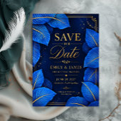 Royal Blue and Gold Tropical Elegant Luxury  セーブザデート