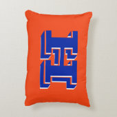 Royal Blue and Orange Collegiate Color Monogram アクセントクッション (裏面(縦))