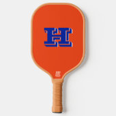 Royal Blue and Orange Collegiate Color Monogram ピックルボールラケット (裏面)