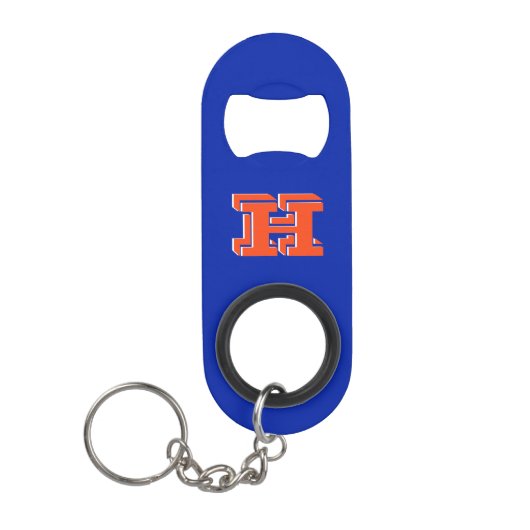 Royal Blue and Orange Keychain Bottle Opener キーホルダー栓抜き (正面)
