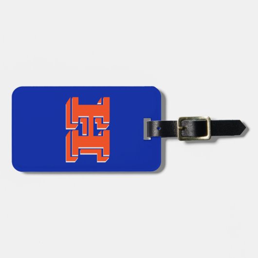 Royal Blue and Orange Varsity School Monogram ラゲッジタグ (正面横)