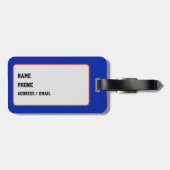 Royal Blue and Orange Varsity School Monogram ラゲッジタグ (裏面横)