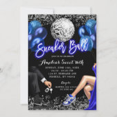 Royal Blue and Silver Disco Sneaker Ball Birthday 招待状 (正面)