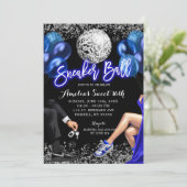 Royal Blue and Silver Disco Sneaker Ball Birthday 招待状 (スタンド正面)