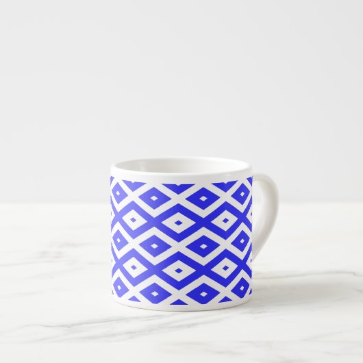Royal blue and white diamond pattern エスプレッソカップ (正面右)