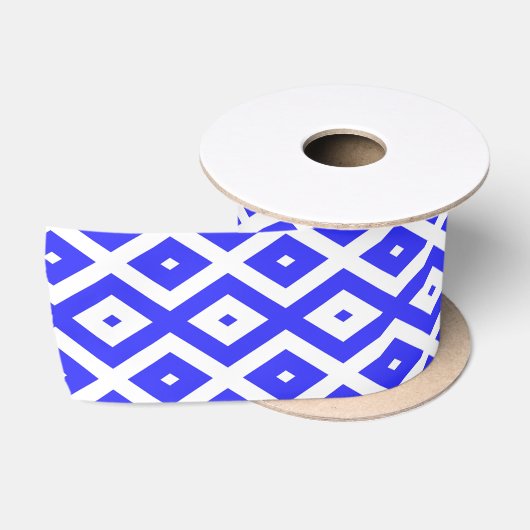 Royal blue and white diamond pattern サテンリボン (リール)