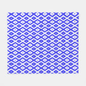 Royal blue and white diamond pattern フリースブランケット (正面(横))