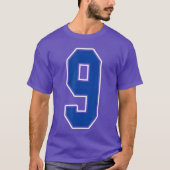 Royal Blue and White Number 9 Jersey Player Unifor Tシャツ (正面)