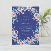 Royal Blue Anemone Romantic Wedding 招待状 (スタンド正面)