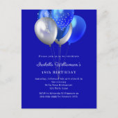 Royal blue balloons birthday インビテーションポストカード (正面)