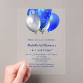 Royal blue balloons clear luxury birthday アクリル招待状 (インサイチュ (ポータブル))