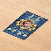 Royal Blue Birthday Photo Invitation for Boy アクリル招待状 (レイダウン)