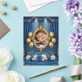 Royal Blue Birthday Photo Invitation for Boy アクリル招待状 (インサイチュ (ウェディング))