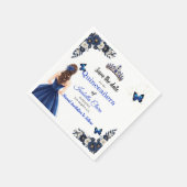 Royal Blue Butterfly Quinceañera Save the Date スタンダードカクテルナプキン (角)