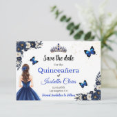 Royal Blue Butterfly Quinceañera Save the Date セーブザデート (スタンド正面)