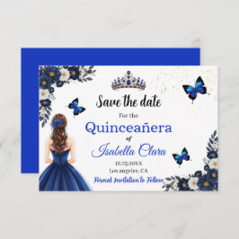 Royal Blue Butterfly Quinceañera Save the Date セーブザデート