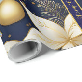 Royal Blue Christmas Wrapping Paper with Text ラッピングペーパー (ロールコーナー)