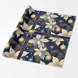 Royal Blue Christmas Wrapping Paper with Text ラッピングペーパー