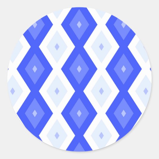 Royal blue diamond pattern ラウンドシール (正面)